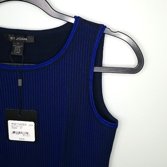 St John Sleeveless Multi Print Navy Top - Picture 4 of 11